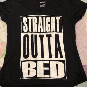 Black Straight out of bed T-shirt